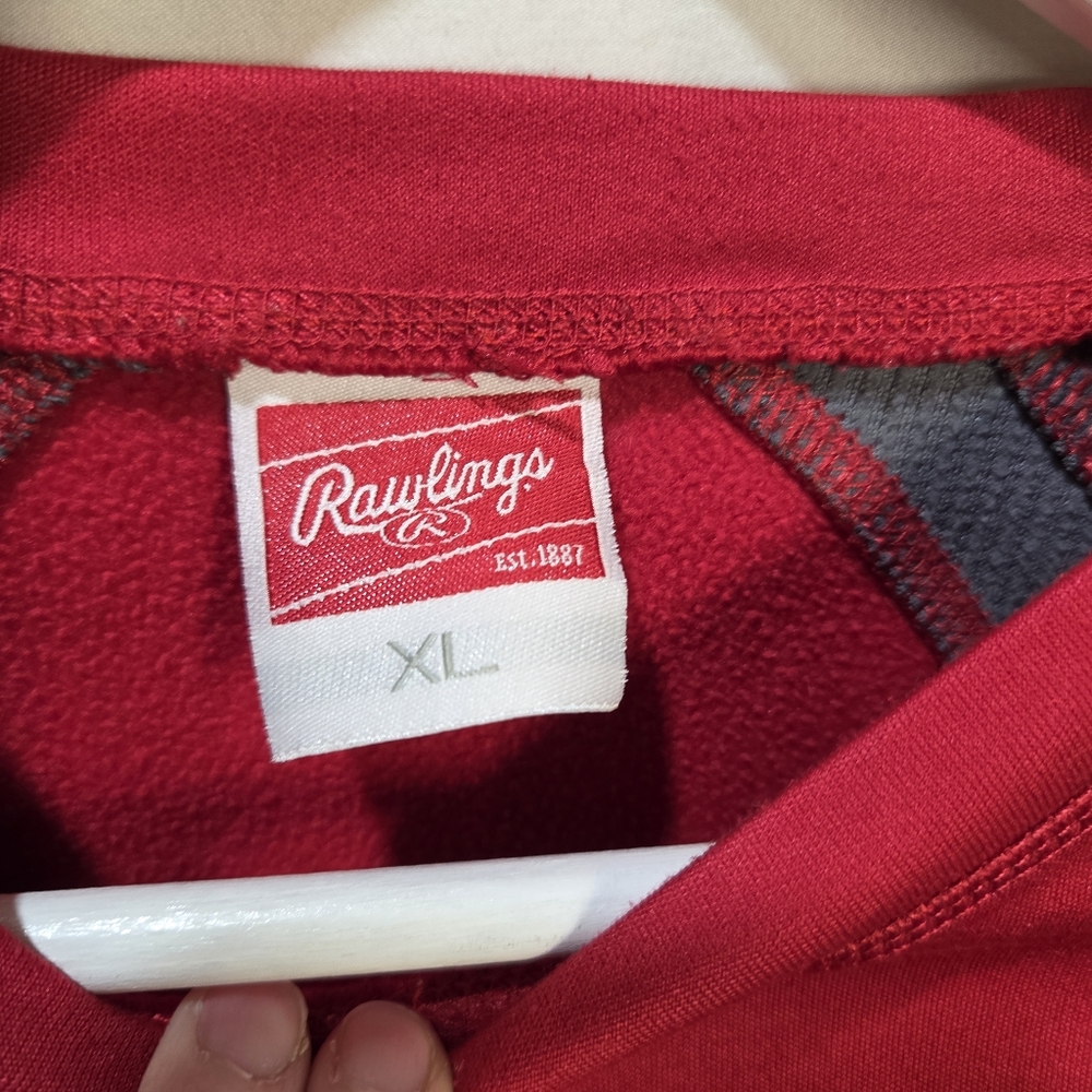 Rawlings Baseball Youth Large Dugout Fleece Pullover Red Gray Size XL - Picture 2 of 5